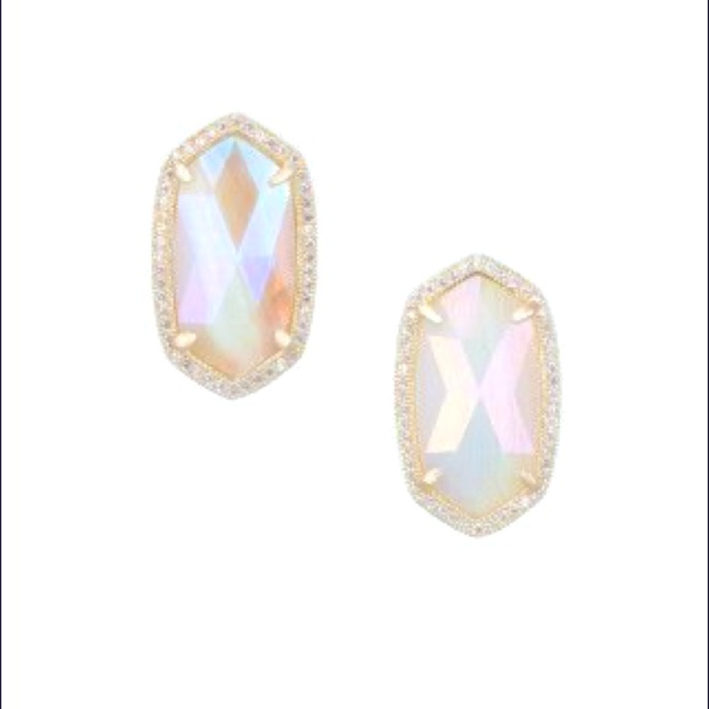 Kendra Scott Pave Oval Stud in Iridescent Agate